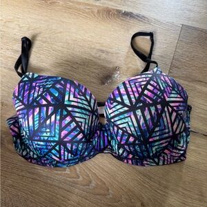 PINK Victoria's Secret Geometric Black and Multicolor Bra